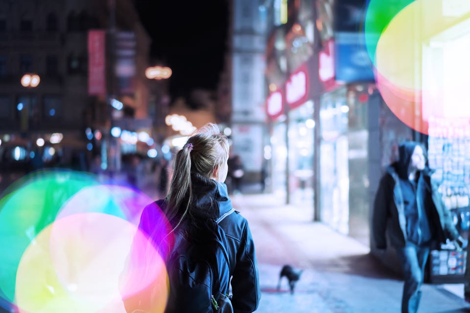 Girl walking on the street