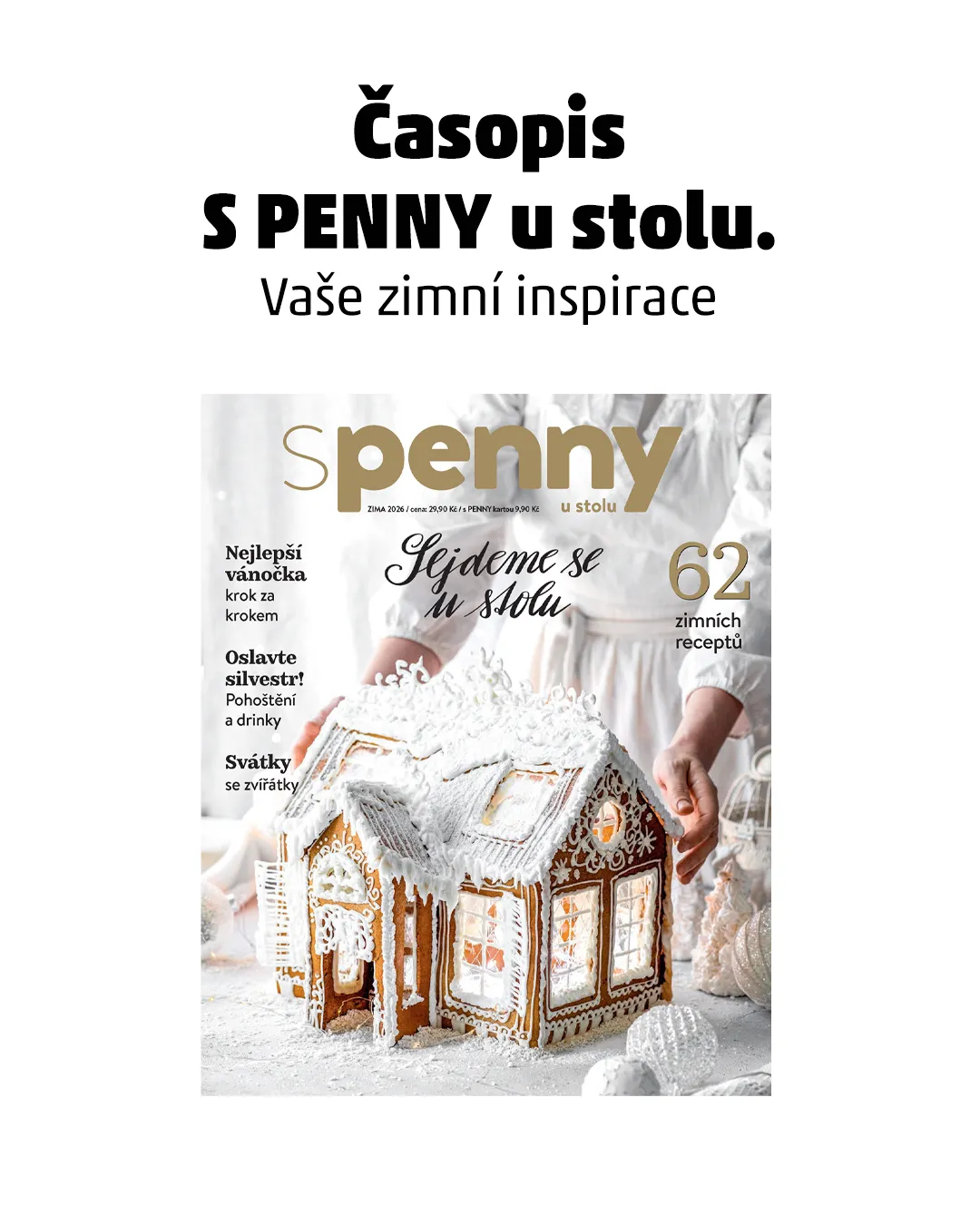 Titulky časopisu S PENNY u stolu.
