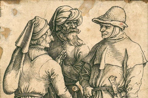 Albrecht Dürer, Tre contadini, 1497 circa, Incisione su rame (Foto: Museo Diocesano Tridentino)