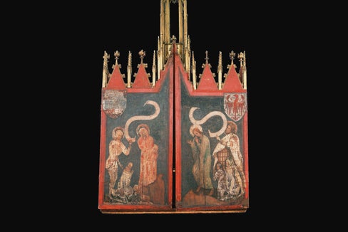 Gotisches Meisterstück: Der um 1370 entstandene Flügelaltar ist bis November 2023
in Schloss Tirol zu sehen. (Foto: Tiroler Landesmuseen)