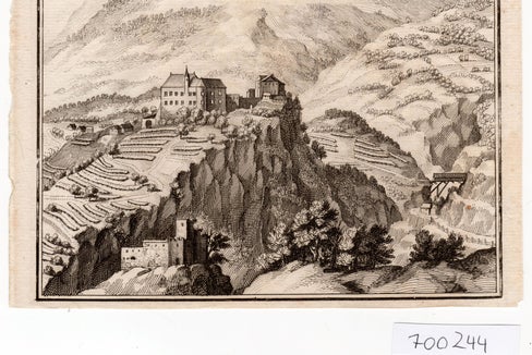 Im Bild die älteste, um 1656 von Matthäus Marian geschaffene, Ansicht von Schloss Tirol. (Foto: Schloss Tirol)
