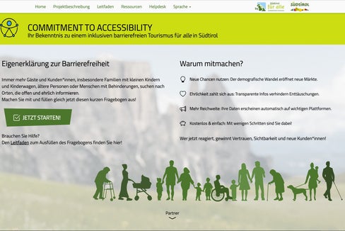Le aziende e le istituzioni private e pubbliche dell'Alto Adige sono invitate a pubblicare online il loro “Commitment to accessibility” (Impegno per l'accessibilità) e ad ampliare così il portale “Alto Adige per tutti”.