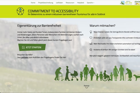 Le aziende e le istituzioni private e pubbliche dell'Alto Adige sono invitate a pubblicare online il loro “Commitment to accessibility” (Impegno per l'accessibilità) e ad ampliare così il portale “Alto Adige per tutti”.