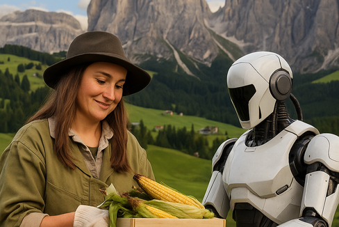 Come s'immagina l'intelligenza artificiale la propria introduzione in Alto Adige? L'Ufficio Stampa della Provincia ha chiesto un parere al programma di immagini sull'IA Sora e ha ottenuto questo interessante risultato. (Foto: Sora)