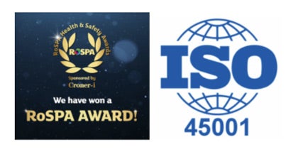 RoSPA Award and ISO 45001 Certification logos