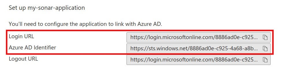 In the Azure AD SAML configuration, navigate to Set up and copy the Login URL and Azure AD Identifier.