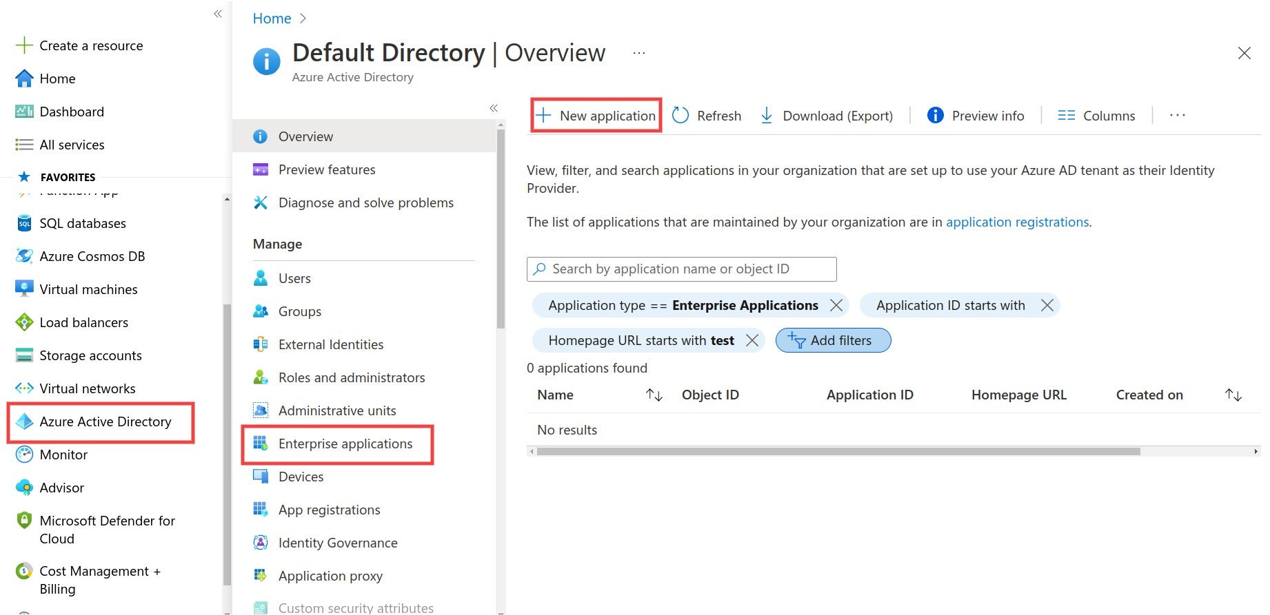 The Azure navigation path to create a new application for your SonarQube SAML authentication.