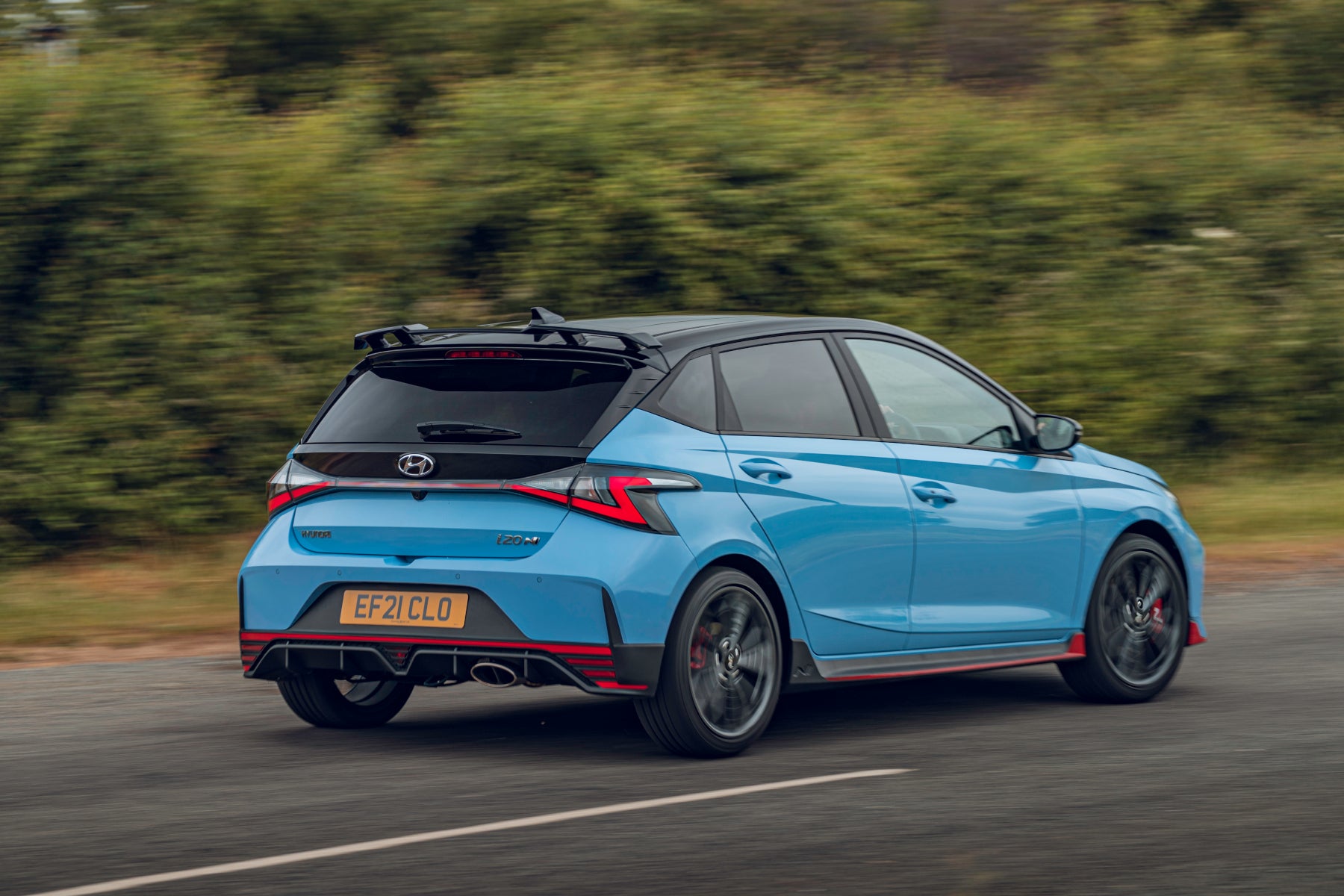 A red and black bodykit helps mark this out from any other i20.
