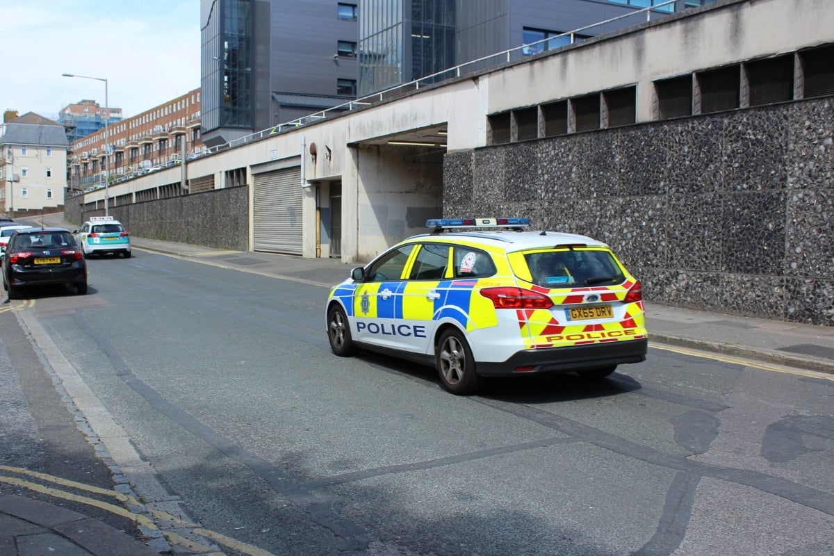 Police car on road