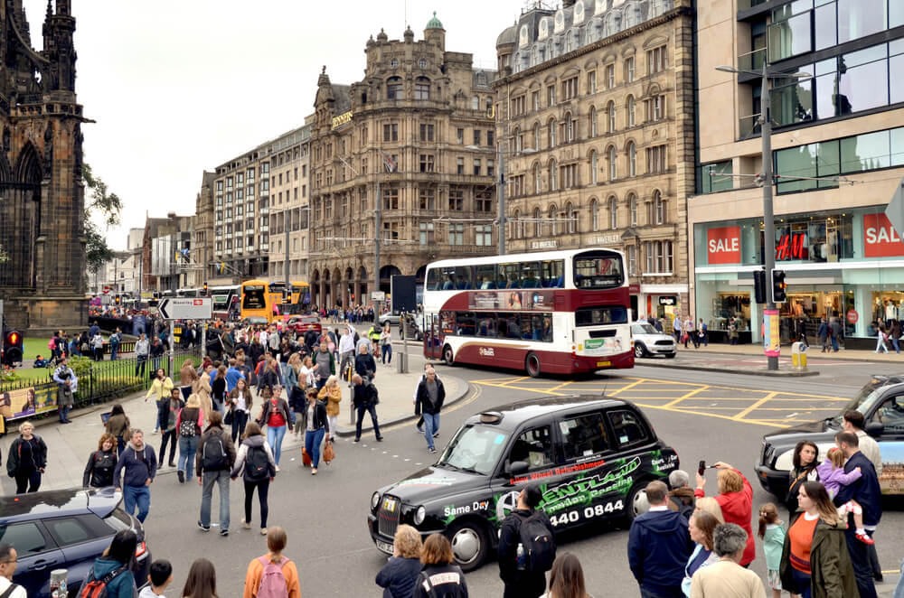 Princes Street in Edinburgh city centre
