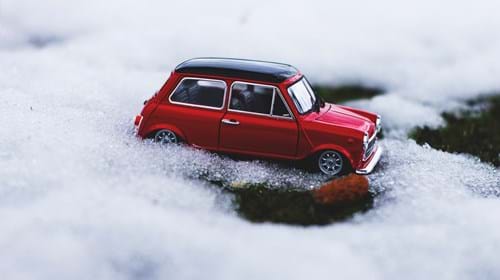 Toy car in snow