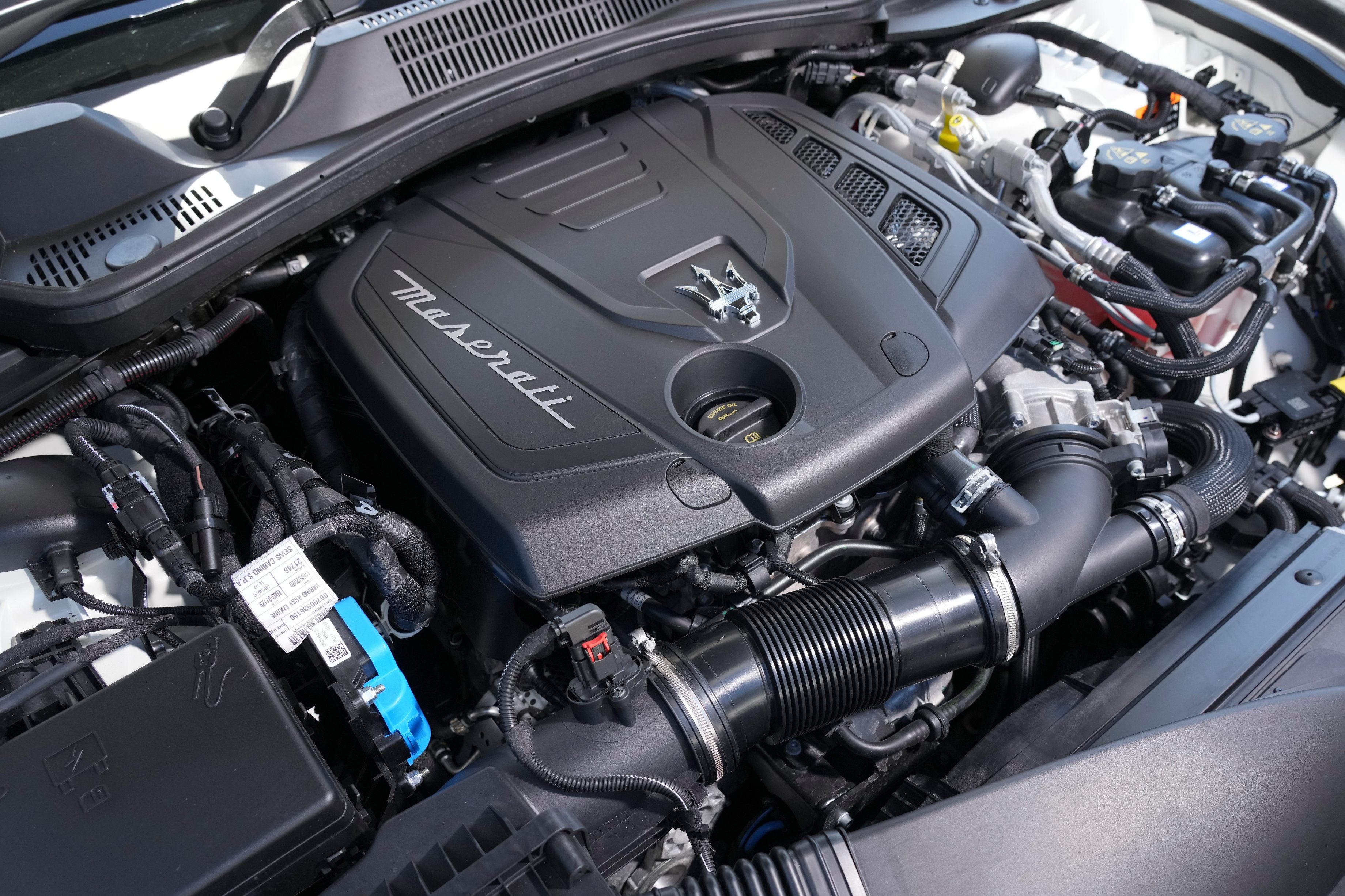 The Maserati Ghibli Hybrid is powered by a new turbocharged 2.0-litre petrol hybrid system that uses a 48V battery to recovers energy and boost straight-line performance