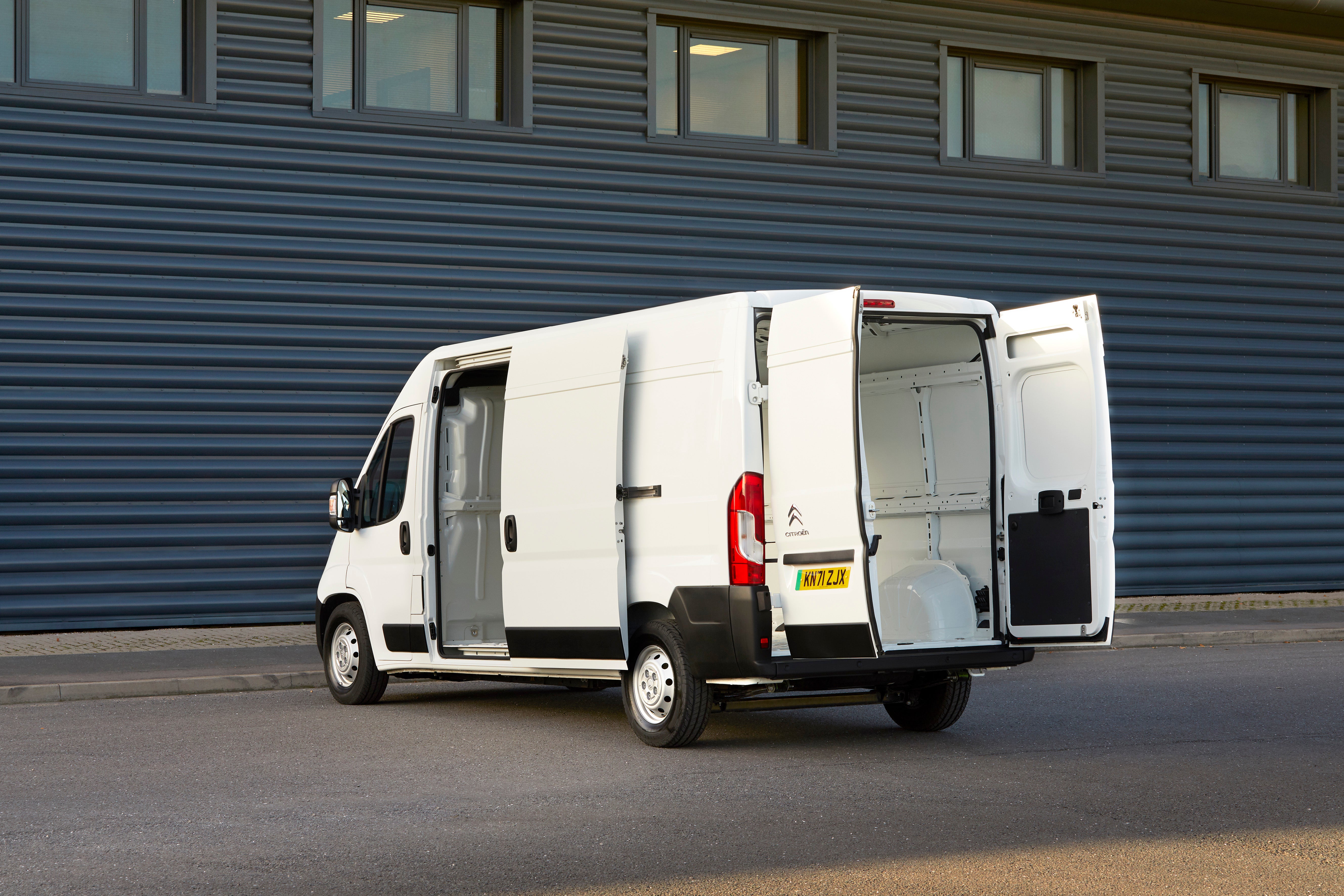 The Citroen e-Relay and Peugeot e-Boxer are available in three van sizes, plus window van and chassis cab options.