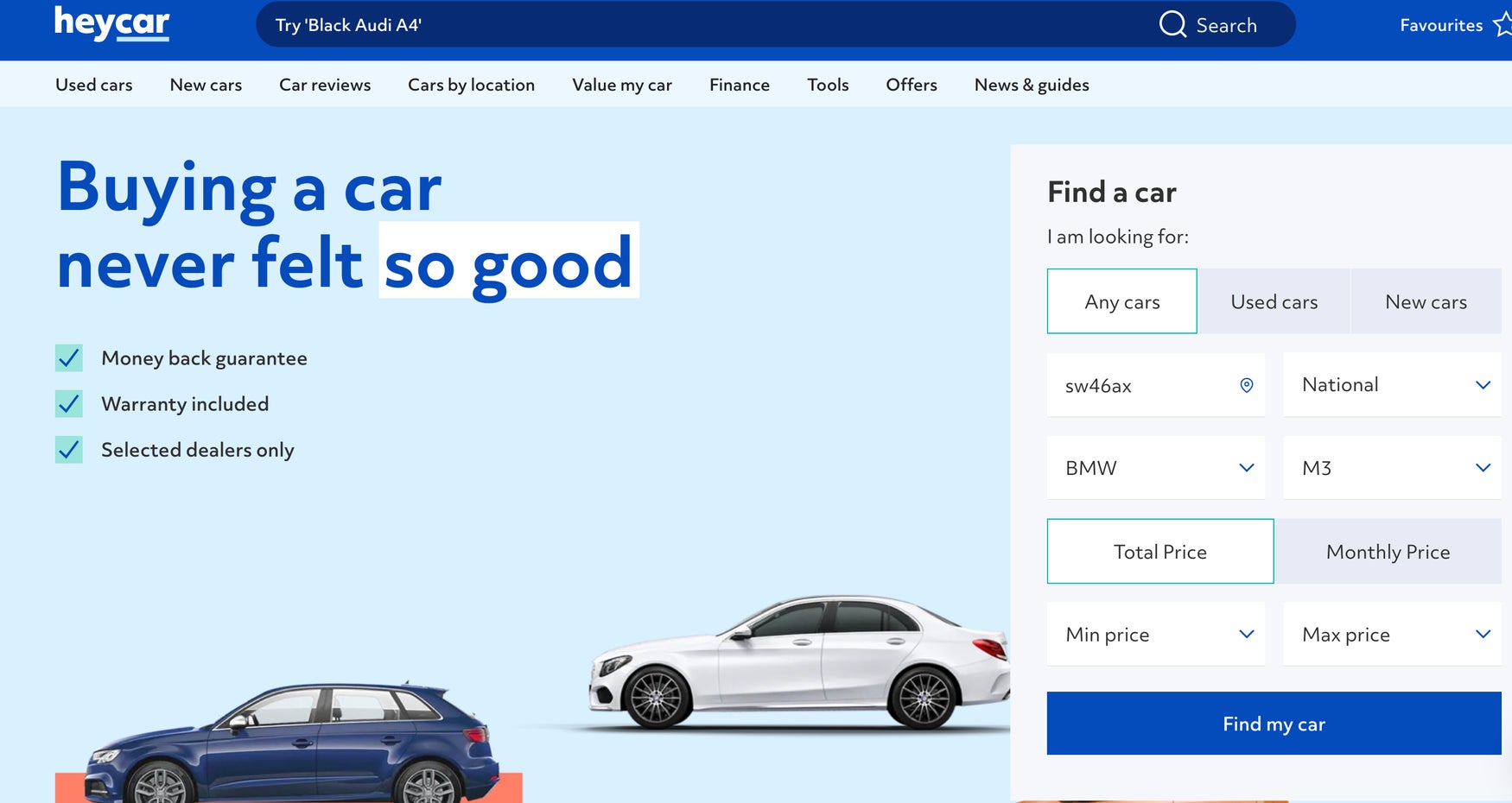 heycar homepage graphic