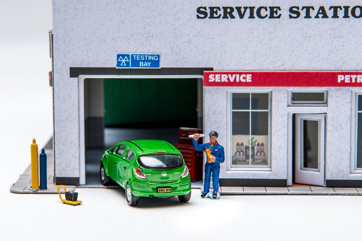 Toy car in garage