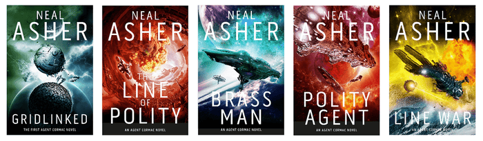 Neal Asher's Polity Universe book covers in order