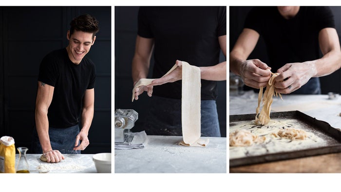 Issac Carew making fresh pasta