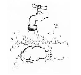 Illustration of soap foam and tap