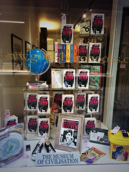 Goldboro Books shop window display of Station Eleven