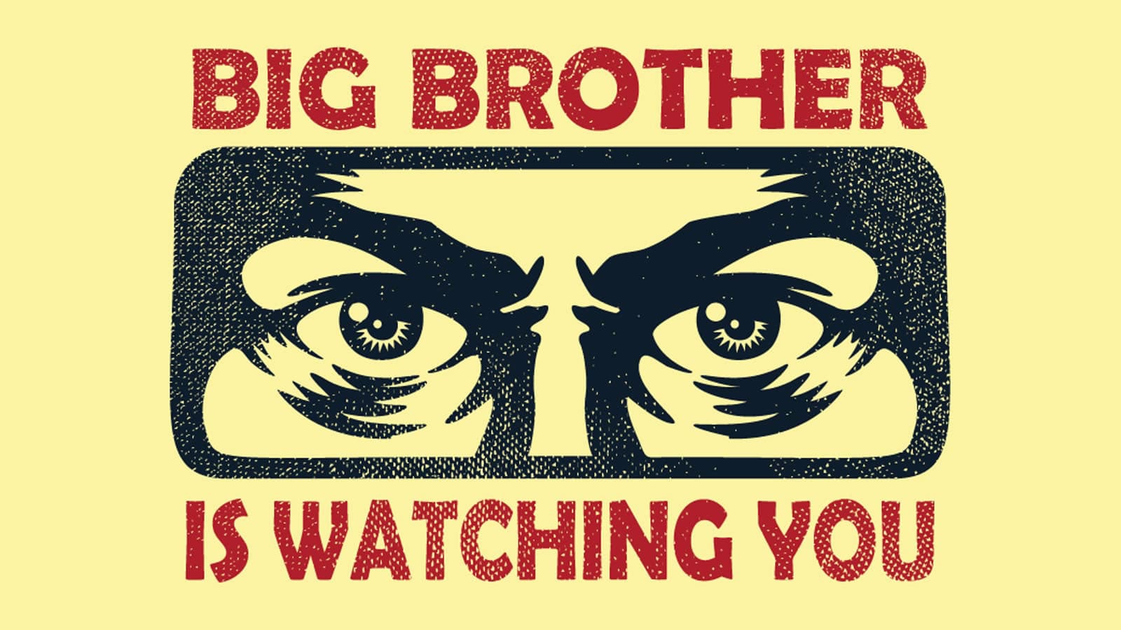 A sign showing two eyes and the words BIG BROTHER IS WATCHING YOU