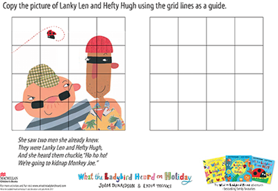 Activity sheet - copy the picture - What the Ladybird Heard on Holiday - Julia Donaldson - Lydia Monks