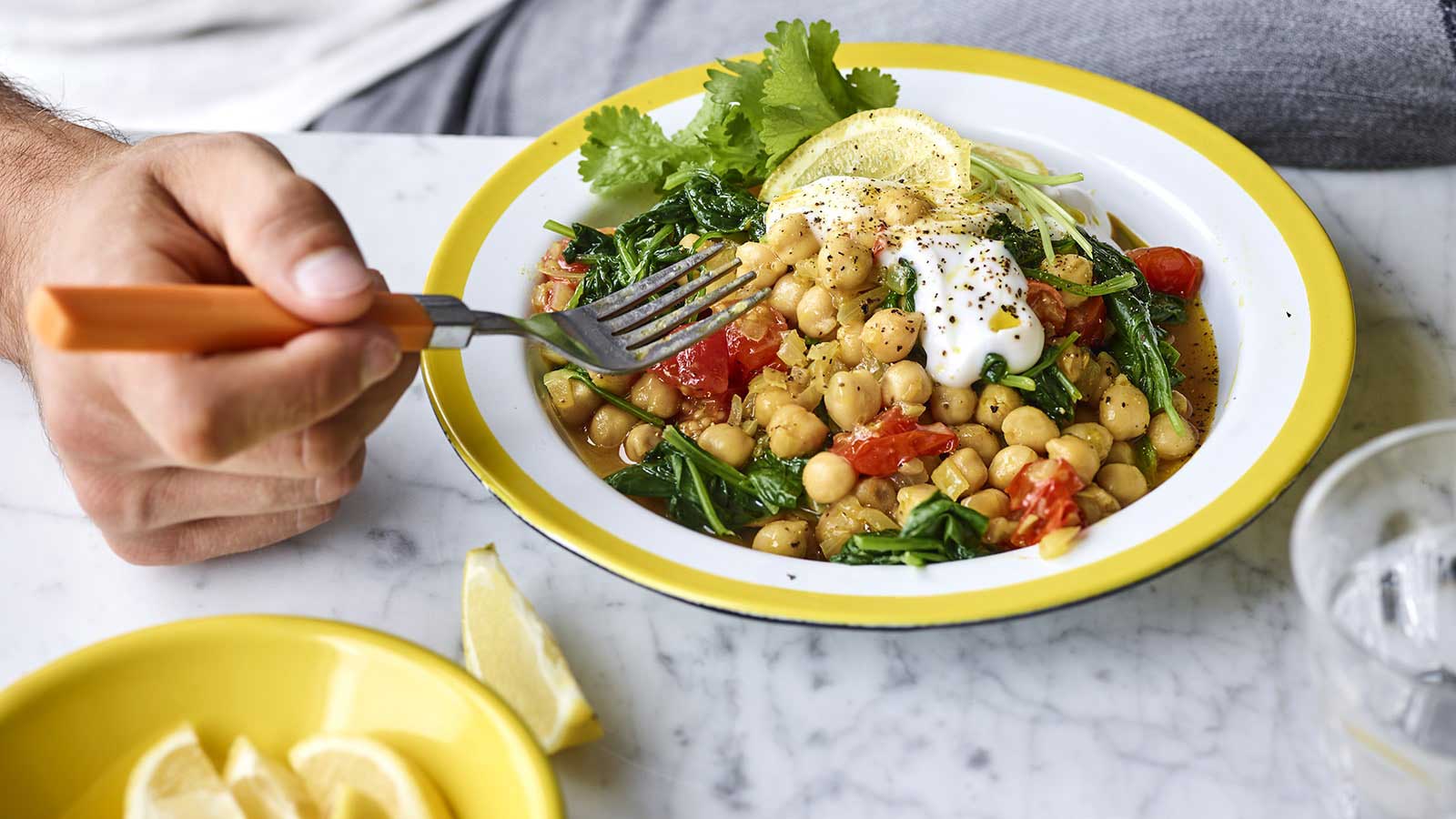 Close up of chickpea curry
