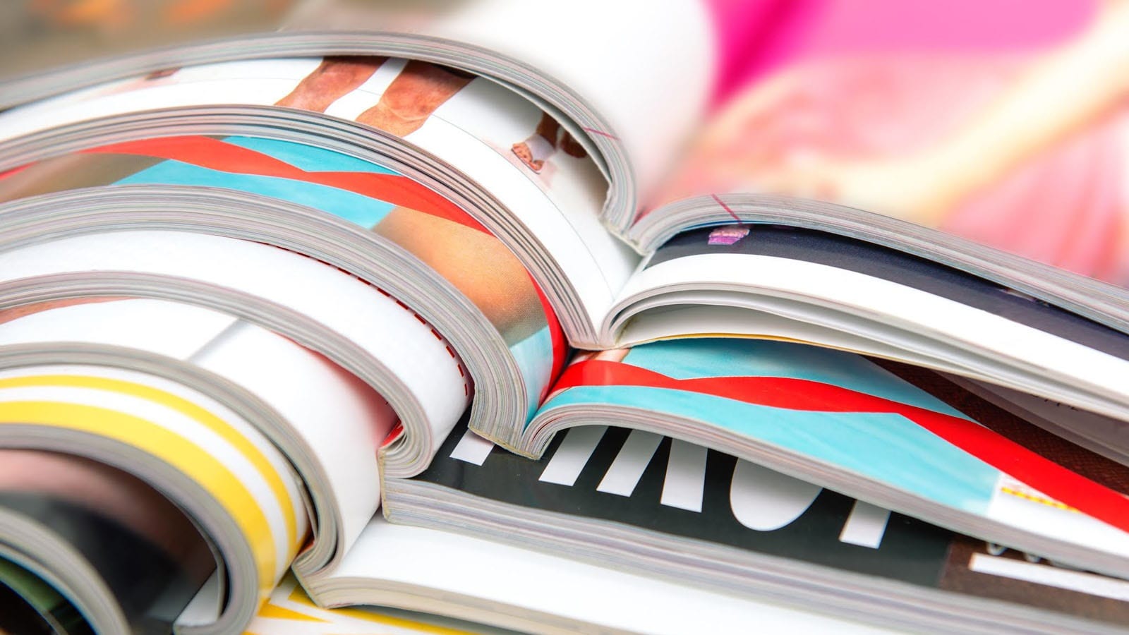Close up of stack of magazines