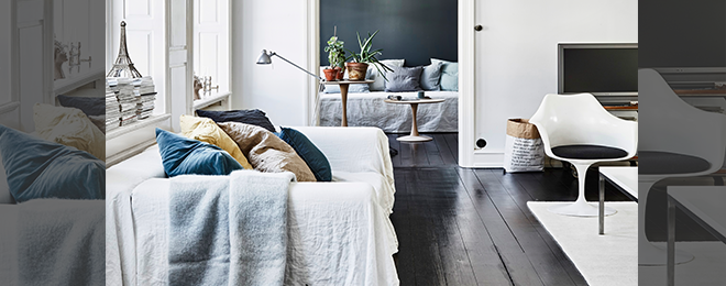 Cosy modern living room in whites and greys