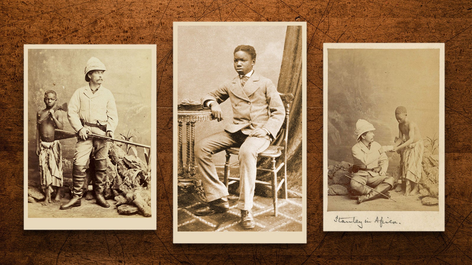 Three photographs of Ndugu M’hali and Stanley
