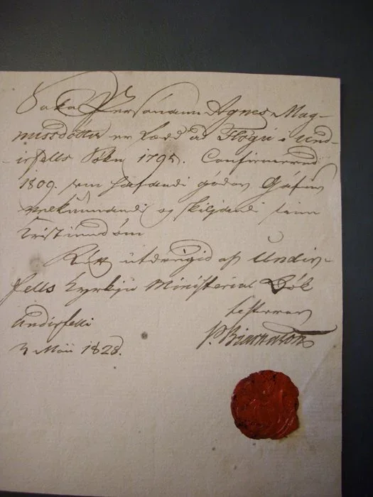Photograph of the original letter from Pétur Bjarnason, Reverend of Undirfell, to Björn Blöndal.