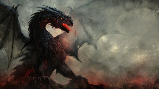 An illustration of dragon breathing fire