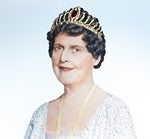 Head and shoulders photograph of Florence Foster Jenkins wearing white dress and a diamond tiara