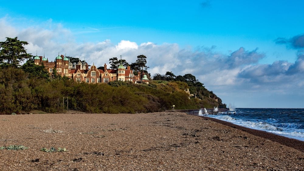View of Bawdsey Manor from the beach