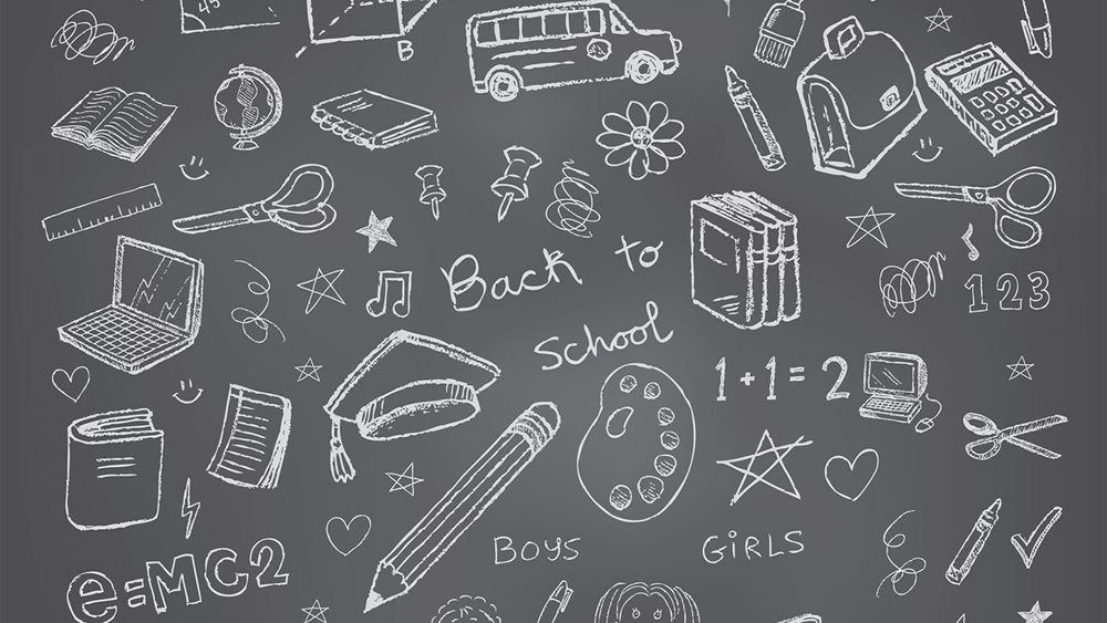 Illustration of a blackboard with white chalk doodles