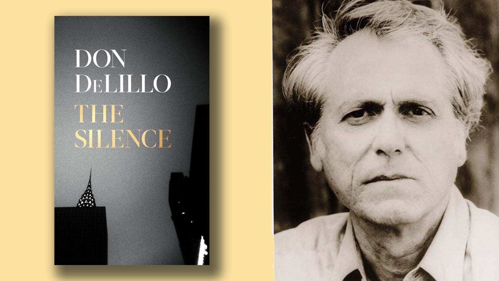 The Silence book cover and Don DeLillo