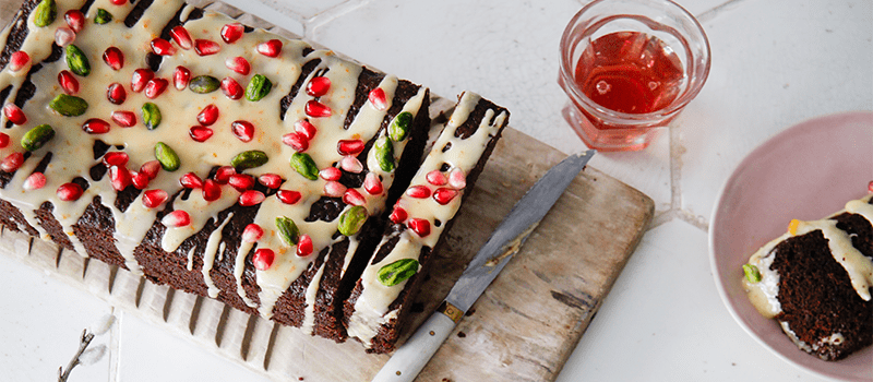 Sticky ginger cake with a clementine glaze
