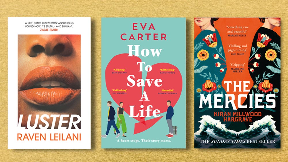 Book covers for Luster, How to Save a Life and The Mercies