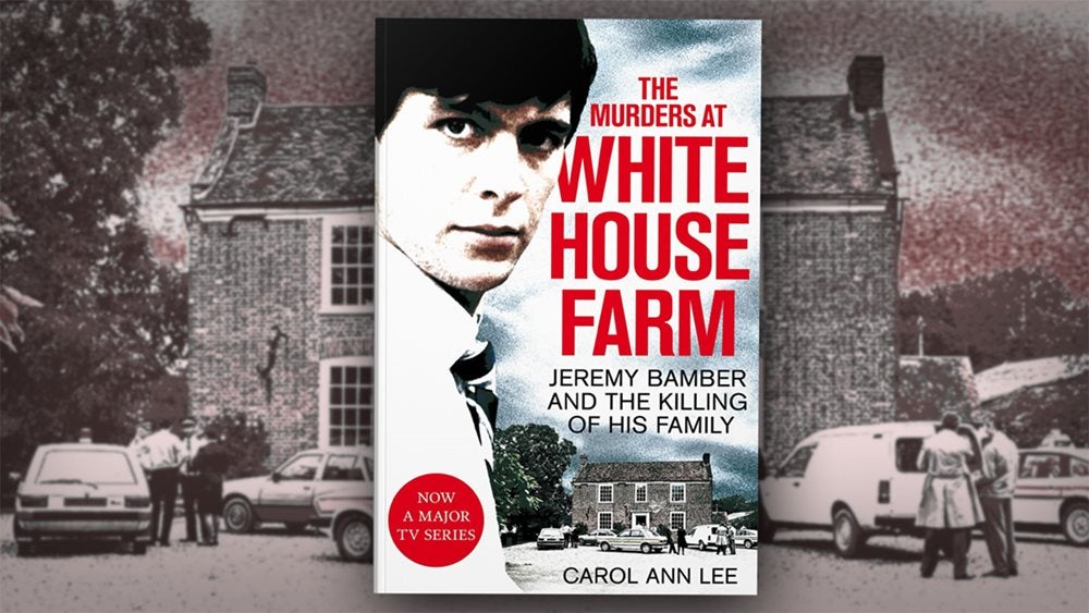 The Murders at White House Farm book cover against an image of White House Farm