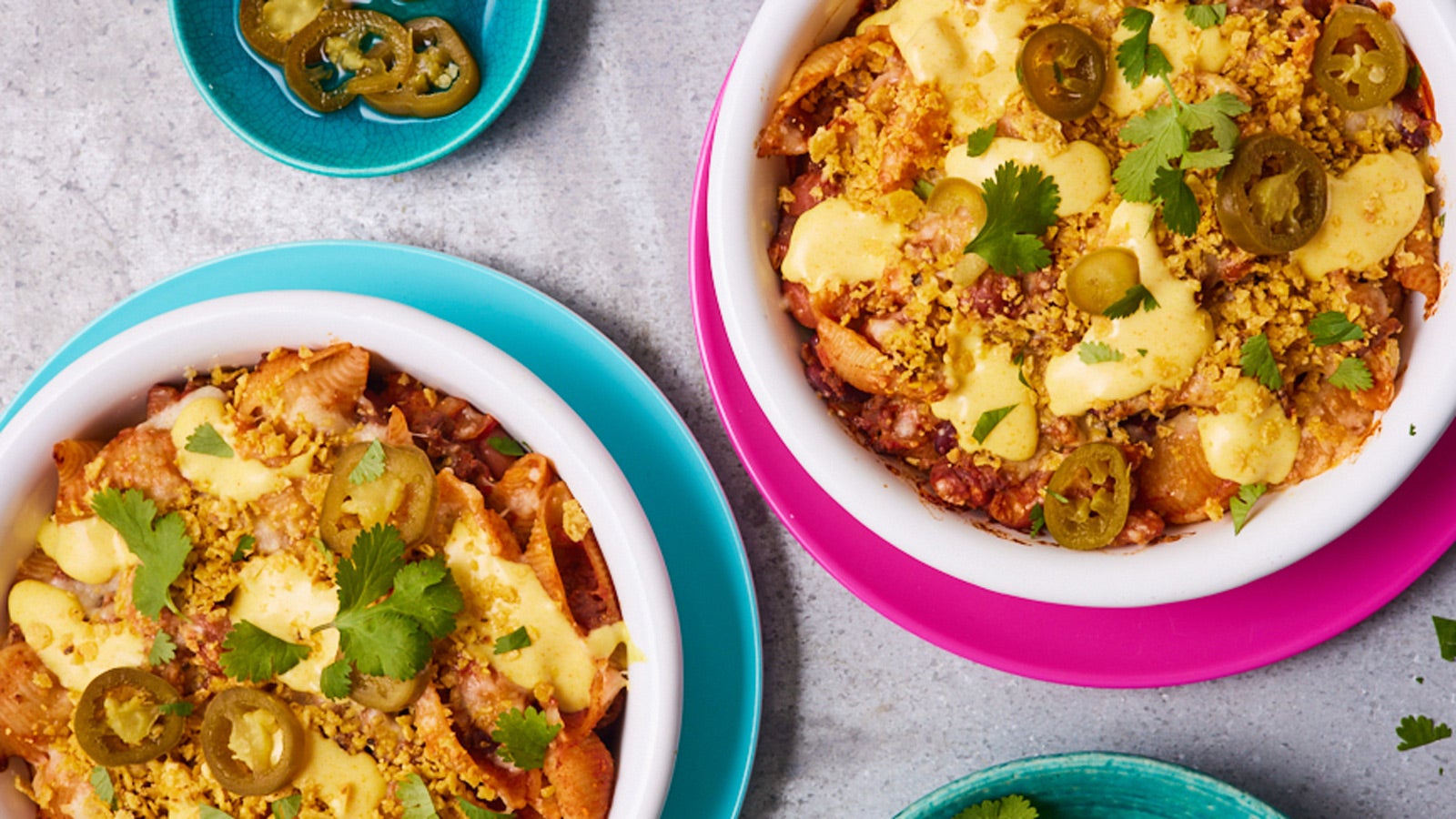 Tasty Tortilla-Topped Pasta Bake recipe from Pinch of Nom