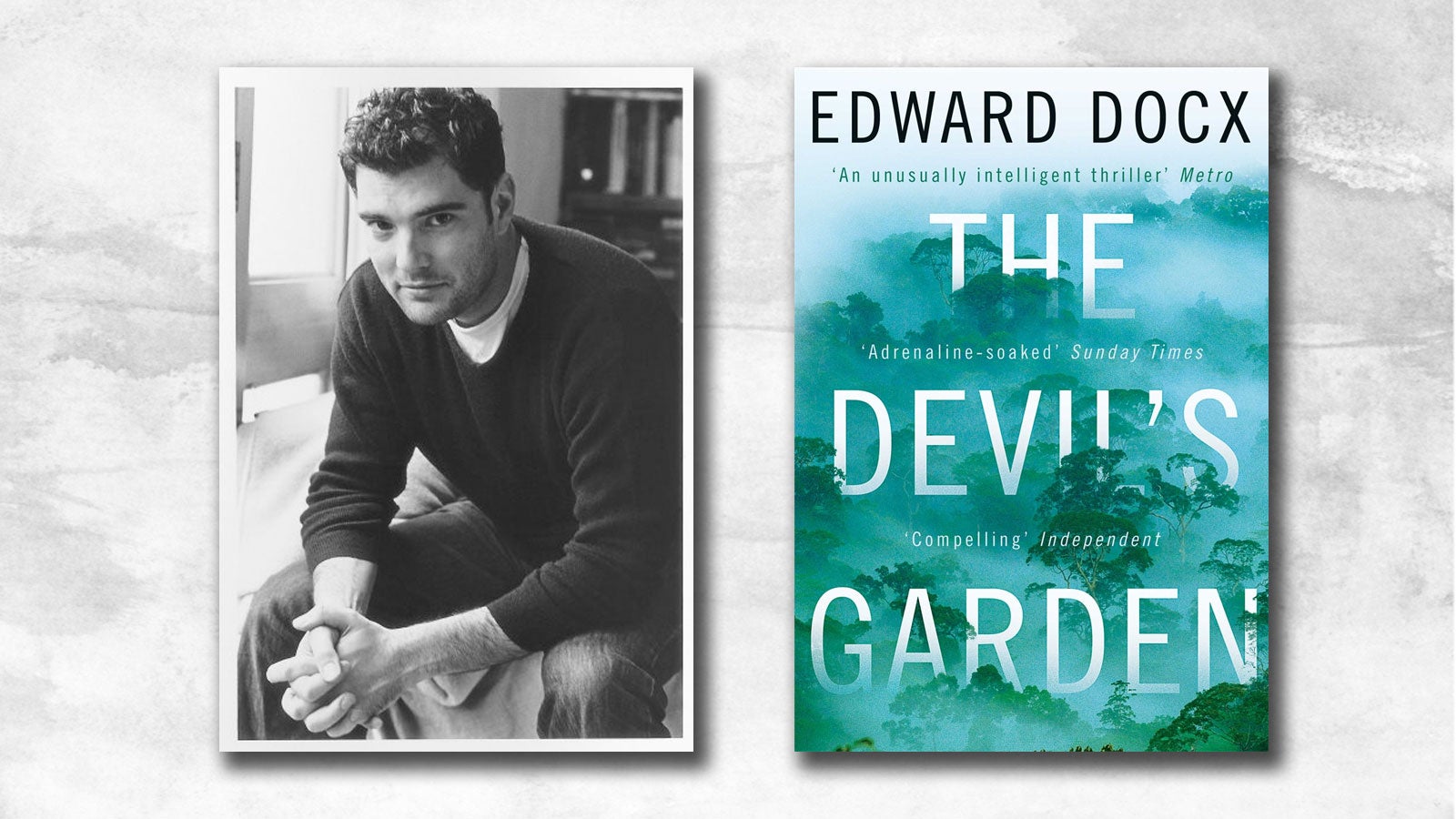 A photo of Edward Docx and his book The Devil's Garden.
