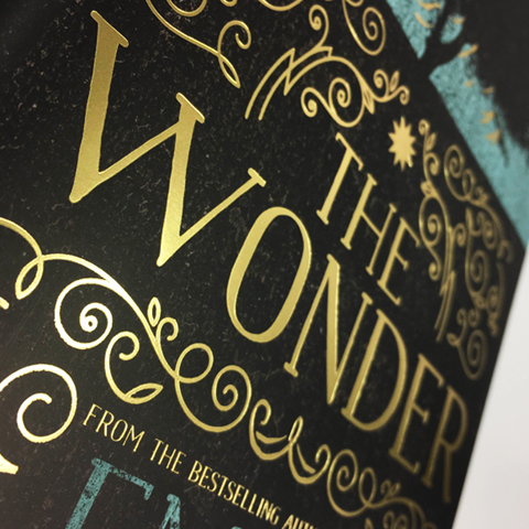 A close up of The Wonder dust jacket.