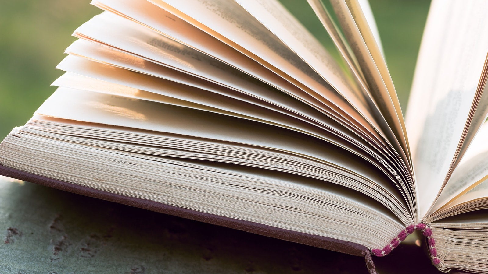 Hardback book open and pages fanning upwards