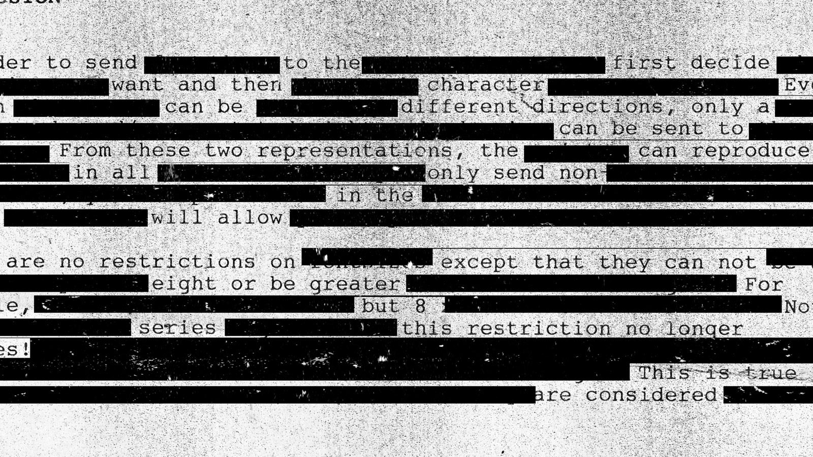 Page of typing with words censored