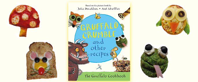 The Gruffalo Crumble and Other Recipes book with food from the book.