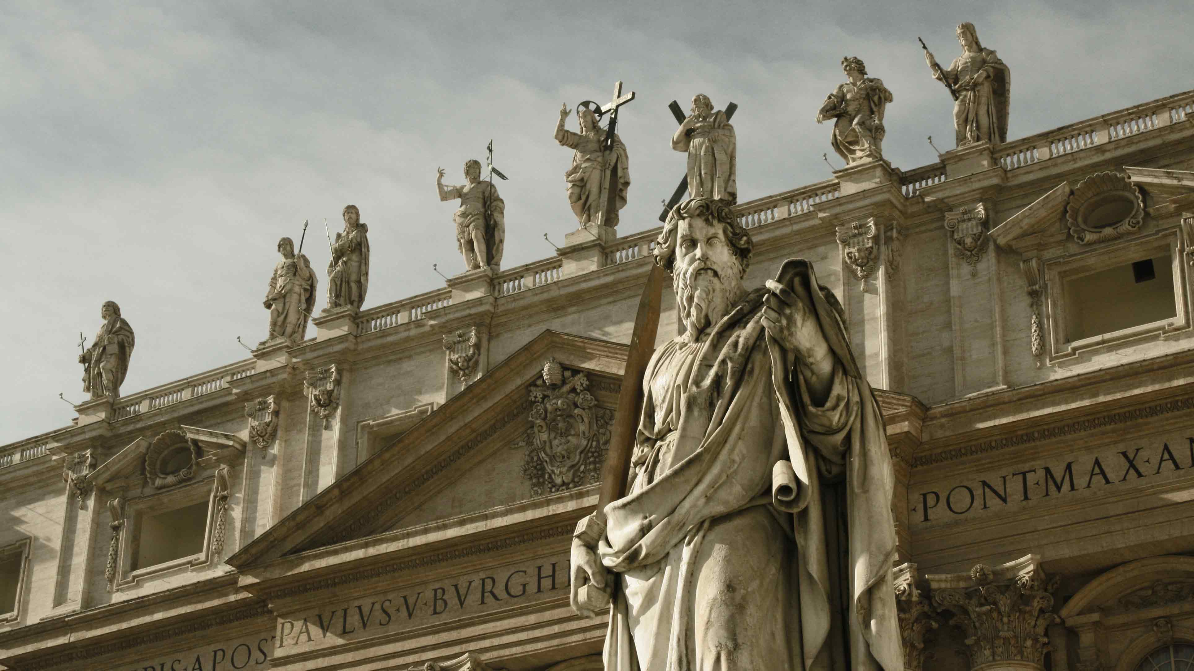 Sculpture in front of St. Peter's Basilica in Vatican