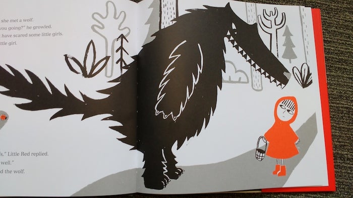 Illustration of the wolf and Little Red in the finished book