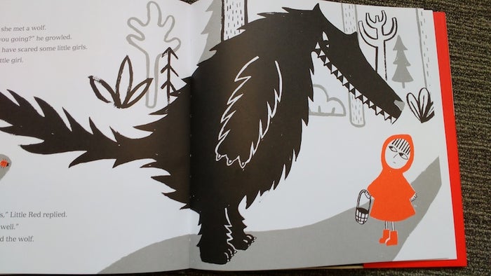 Illustration of the wolf and Little Red in the finished book