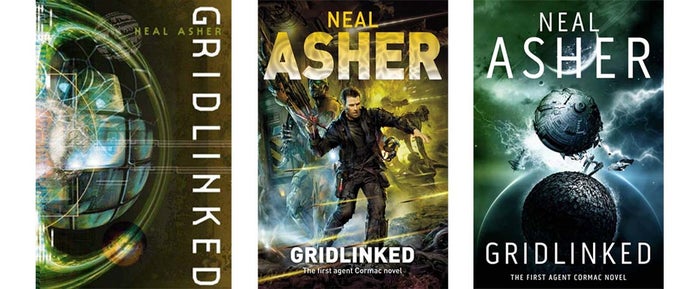 Gridlinked by Neal Asher cover design evolution