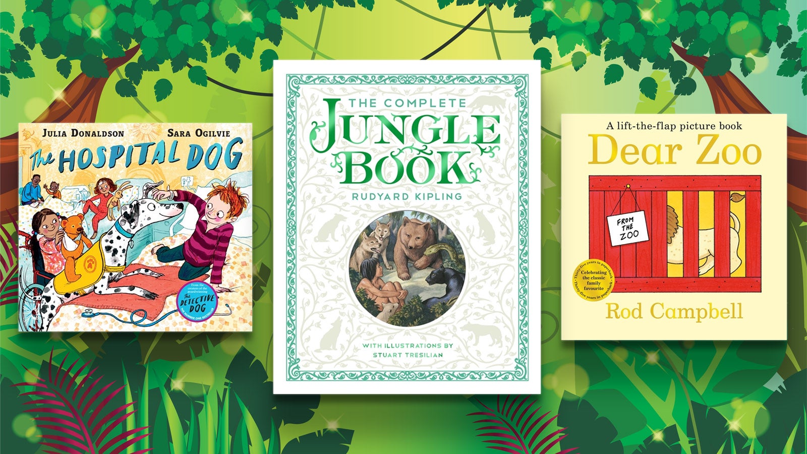 The Hospital Dog, The Complete Jungle Book and Dear Zoo book covers