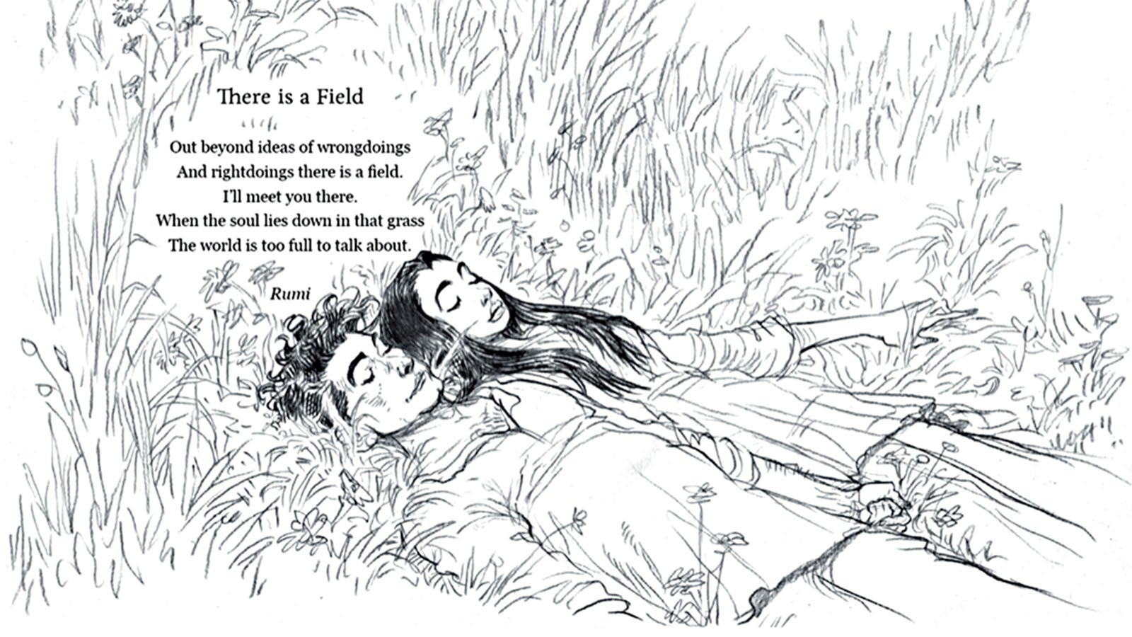 Illustration of There is a field from Poems to Live Your Life By